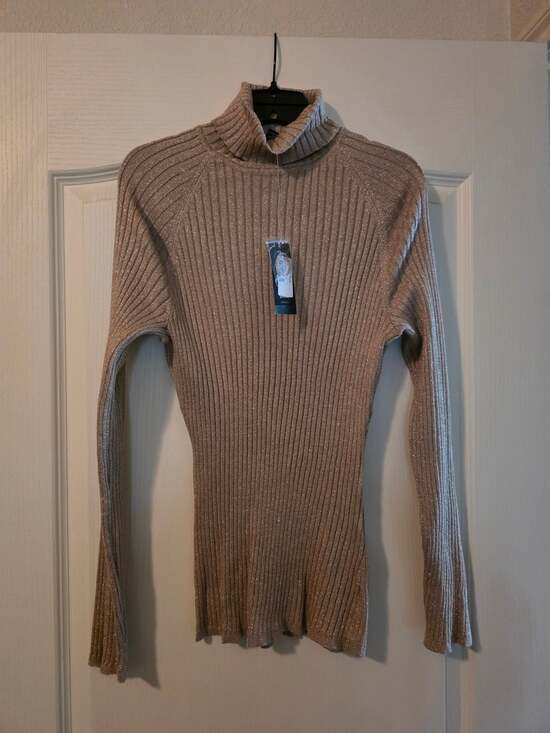 INC International Concepts Sweaters - INC International Concepts Women's Gold Metallic Turtleneck Sweater XL